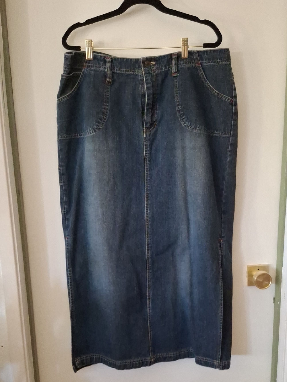 Classic Denim Carpenter  Maxi Skirt - Dark Blue